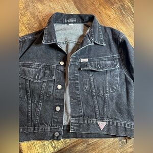 Vintage GUESS Charcoal cropped Denim Jacket